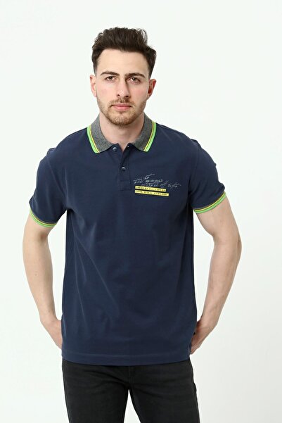 Arma Чоловіча темно-синя футболка з коміром-поло Y22374300601