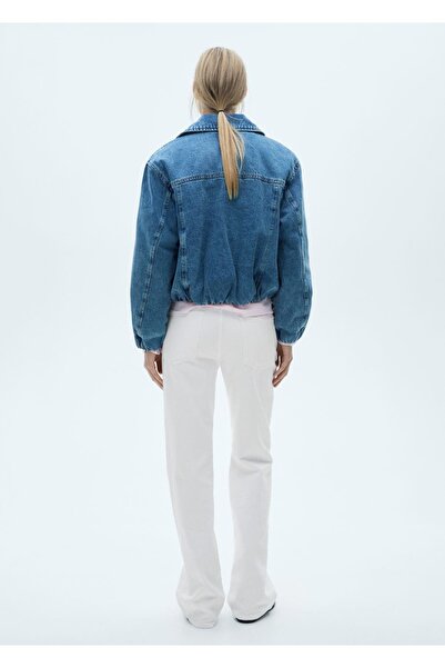 MANGO Woman Középen emelkedő lapos farmernadrág