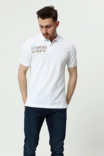 Arma Чоловіча біла футболка з коміром-поло Y22374300701