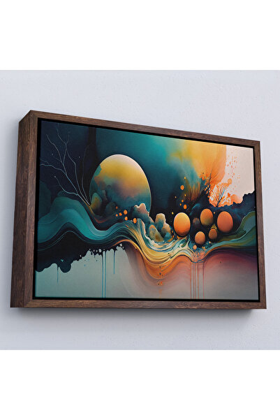 Oxyteez Pictură de noapte abstractă colorată cu cadru din lemn-7218