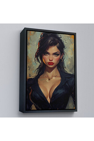 Home Pictură în ulei cu cadru din lemn Aspect de femeie frumoasă bronzată Tablo-7741