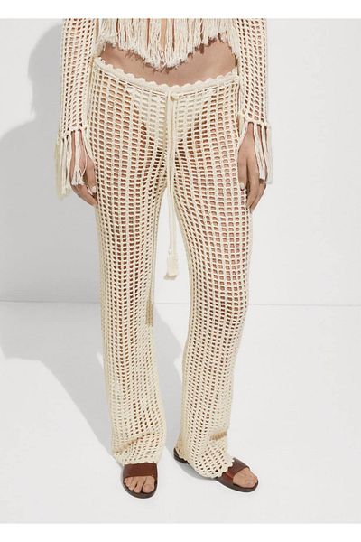 MANGO Woman Perforated Knitted Trousers