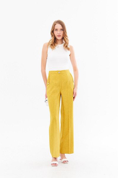LOVELF Mustard Linen Trousers - Pocket Detailed
