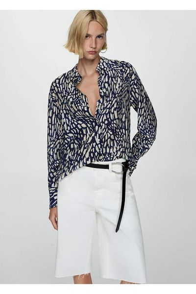 MANGO Woman Cămașă cu model Lyocell