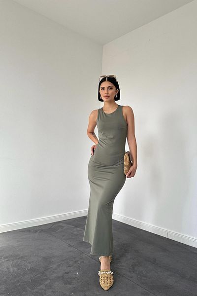 Elbee Fashion Woman Αμάνικο φόρεμα με λαιμόκοψη