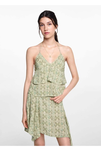 Mango Teen Volanlı desenli bluz