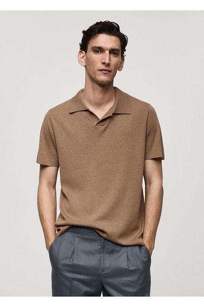 MANGO Man Teksturowana bawełniana koszulka polo