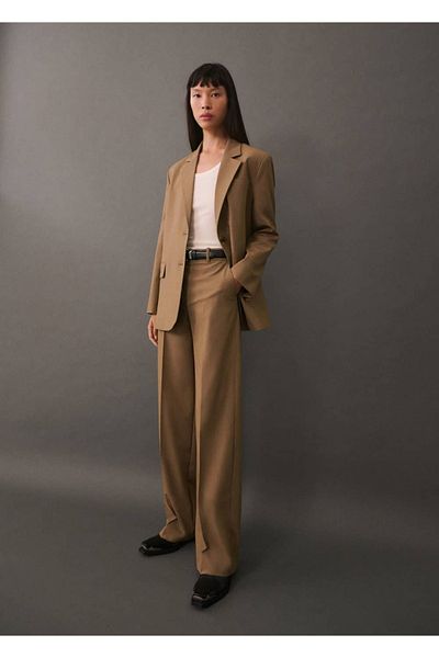 MANGO Woman Plisované látkové kalhoty