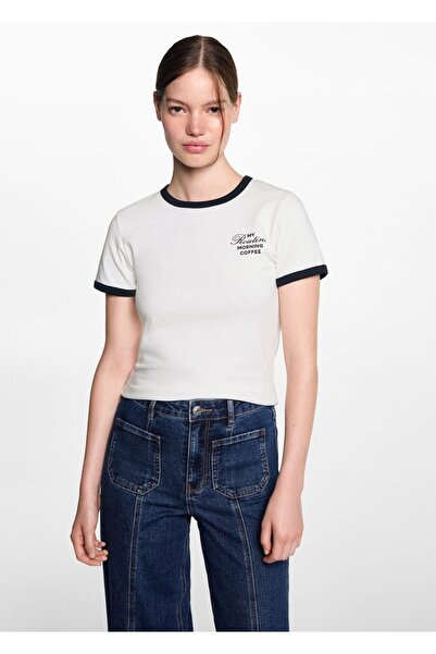 Mango Teen Tricou cu imprimeu contrastant