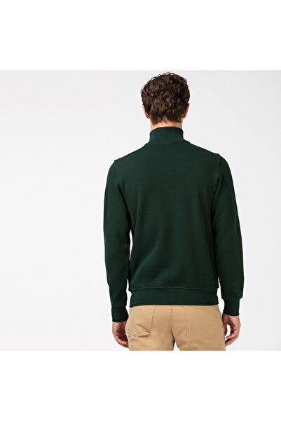 Lacoste Men's Classic Fit Half Zipper Dark Green Sweatshirt