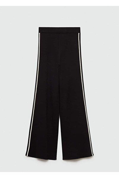 MANGO Woman Kontrast çizgili triko pantolon