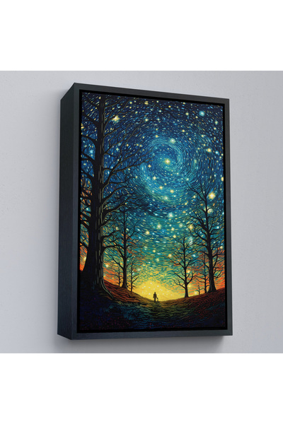 Oxyteez Pictură de noapte înstelată în stil Vincent Van Gogh cu cadru din lem...