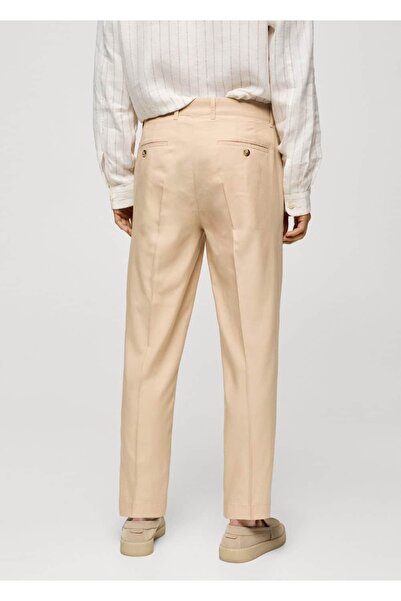 MANGO Man Pamuklu liyosel pensli pantolon