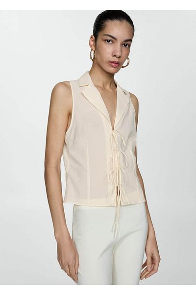MANGO Woman Ärmellose Bluse mit Bindedetail