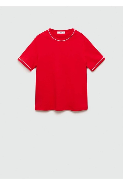 MANGO Woman T-Shirt aus 100 % Baumwolle mit Knopfleiste