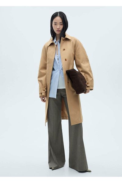 MANGO Woman Trench cu centura din bumbac