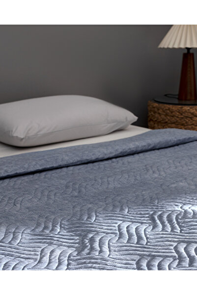 Madame Coco Delrico Çift Kişilik Baskılı Yatak Örtüsü - Mavi