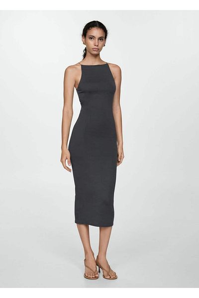 MANGO Woman Rochie slim cu decolteu