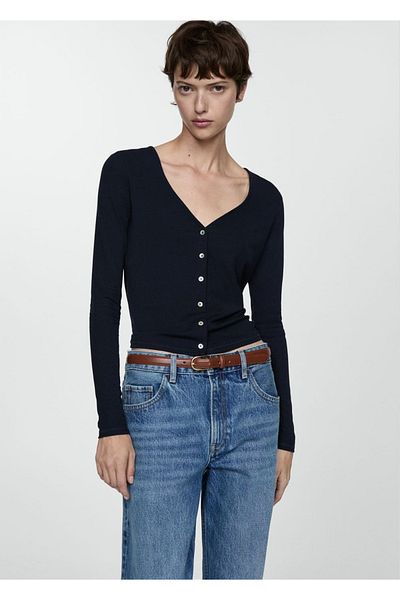 MANGO Woman Lyocell Button T-Shirt