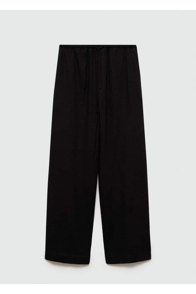 MANGO Woman Düz kesim keten pantolon
