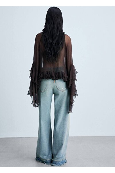 MANGO Woman Yıpranmış Paçalı Wideleg Jean