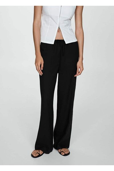 MANGO Woman Straight cut linen trousers