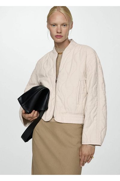 MANGO Woman Pikowana kurtka bomberka