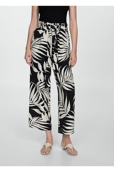 MANGO Woman Patterned Bow Pants