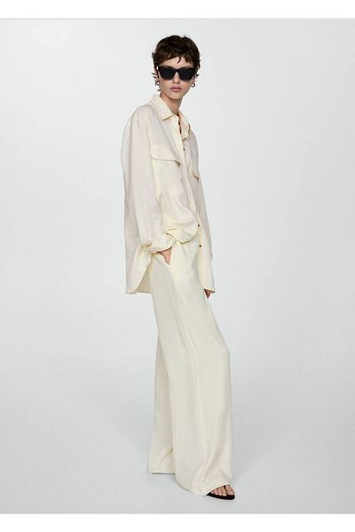 MANGO Woman Wideleg Lyocell Pants