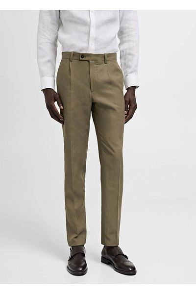 MANGO Man Tencel ™   Slim Fit Pleated Fabric Pants