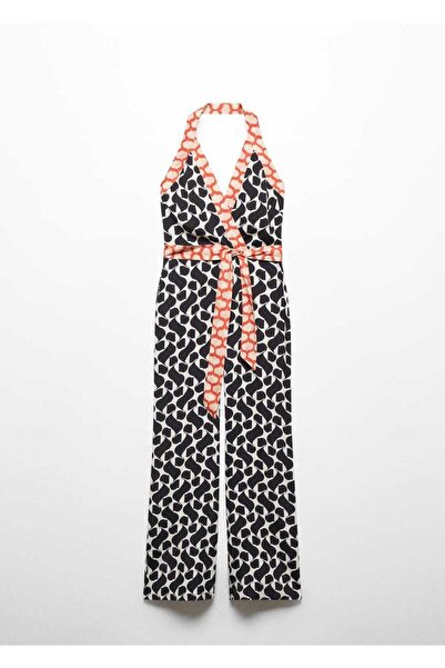 MANGO Woman Kuşaklı, desenli tulum