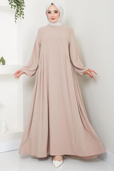hafsamina Μπεζ Φόρεμα Hijab - Eva Ayrobin HM2454