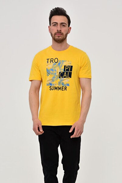 Arma Ανδρικό μπλουζάκι με κίτρινη λαιμόκοψη Y 22344402501