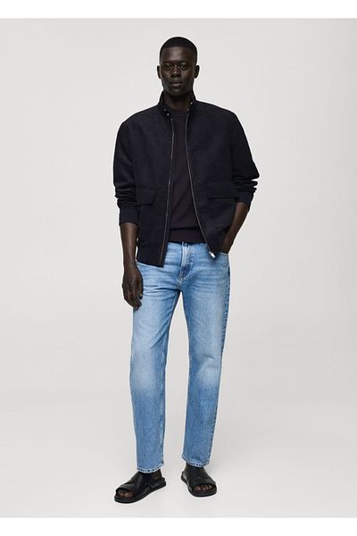 MANGO Man Palton cu aspect de piele intoarsa cu fermoar