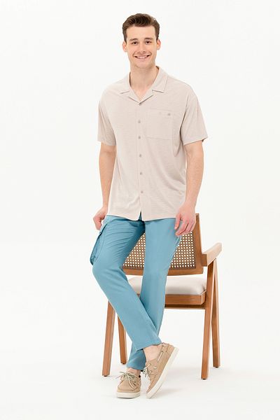 U.S. Polo Assn. Ανδρικό παντελόνι από καμβά μέντας 50263813-VR152