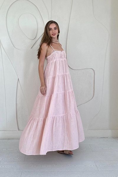 Elbee Fashion Woman Rochie de muselină cu dungi cu bretele