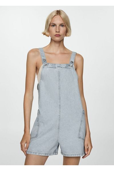 MANGO Woman Salopetă scurtă din denim