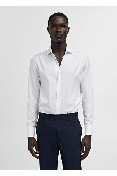 MANGO Man Cămașă Slim Fit din bumbac structurat