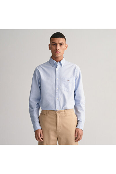 Gant Erkek Mavi Regular Fit Logolu Gömlek