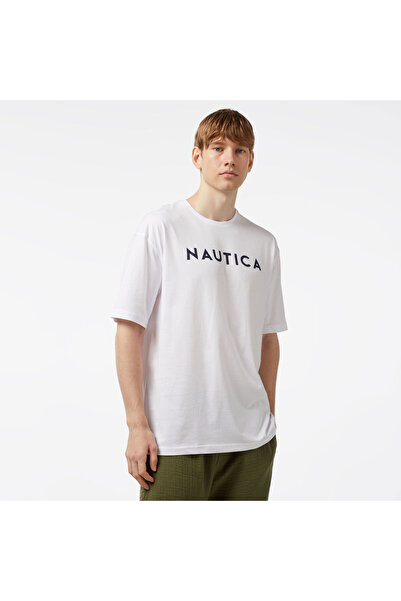 Nautica Erkek Beyaz Oversize T-shirt