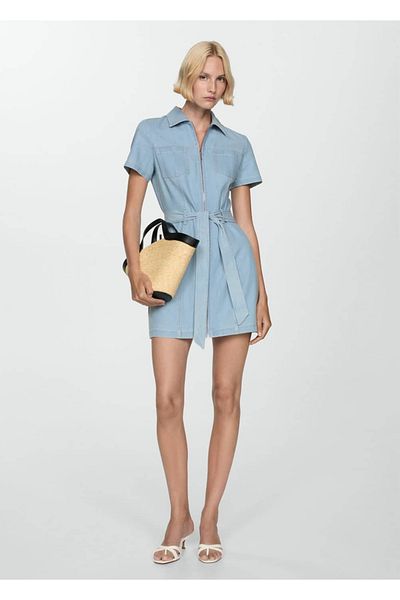 MANGO Woman ROCHIE DE DENIM CU CUREA