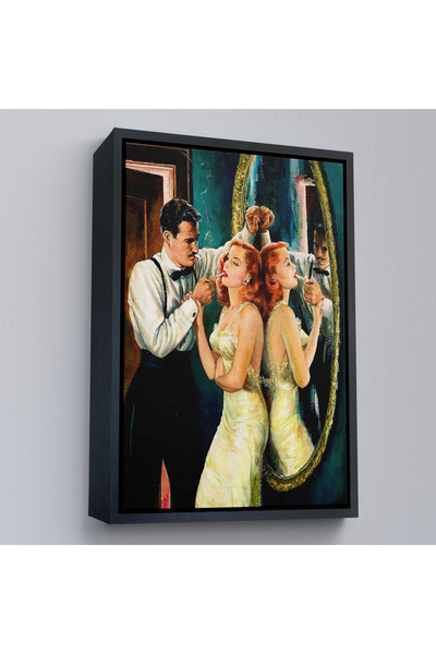 Limitless Arthur Sarnoff με ξύλινο πλαίσιο - Πίνακας άντρα που καπνίζει γυναίκα τη δεκαετία του 1950-7955