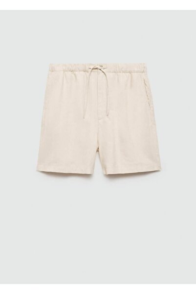 MANGO Man Pamuk Keten Bağcıklı Bermuda Şort