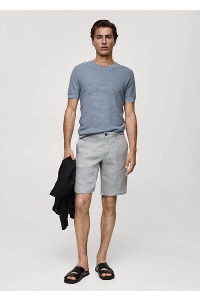 MANGO Man Slim Fit 100% Linen Bermuda Shorts