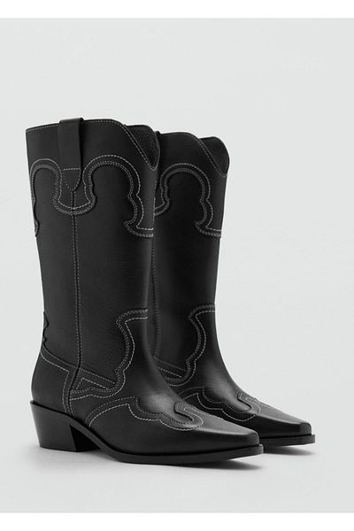 Mango Teen Cizme din piele stil cowboy