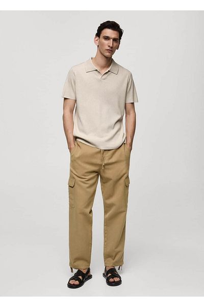 MANGO Man Tricou polo din bumbac texturat