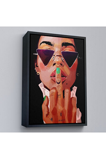 Limitless Femeie sexy cu cadru din lemn care arată degetul Tablo-7747