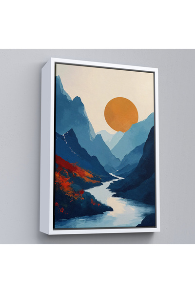 N NOXXO Peisaj solar între munții cu cadru din lemn Tablo-7580