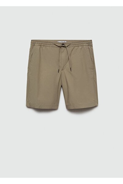 MANGO Man %100 pamuk büzgülü ipli bermuda şort