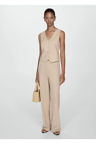 MANGO Woman Straight Cut Draped Pants